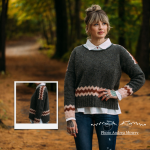 Zig knitting kit, wool sweater for women, made on the basis of Flocon worsted, untreated merino wool.