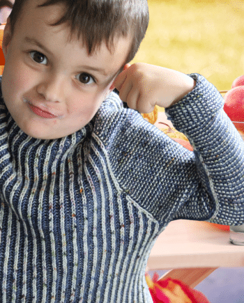 Luna Kids Sweater Knitting Kit by Anna Strandberg