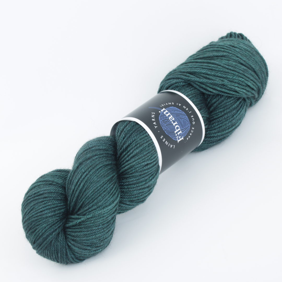 Laine Fibrani, base: Tibétaine DK. 60% mérinos - 20% soie et 20% yak., Vert, coloris: Hermès.