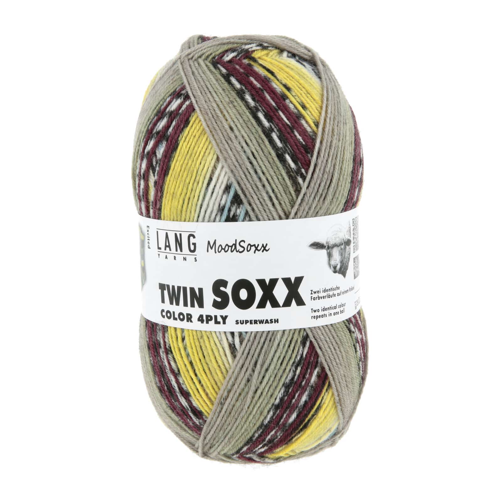 Mood soxx par Lang. Les chaussettes jumelles avec deux dégradés de couleurs identiques dans une pelote.