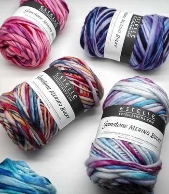 Gemstone Merino Bulky, 100% superwash merino wool. This bulky yarn creates a textured fabric that adds an interesting dimension to simple stitches.